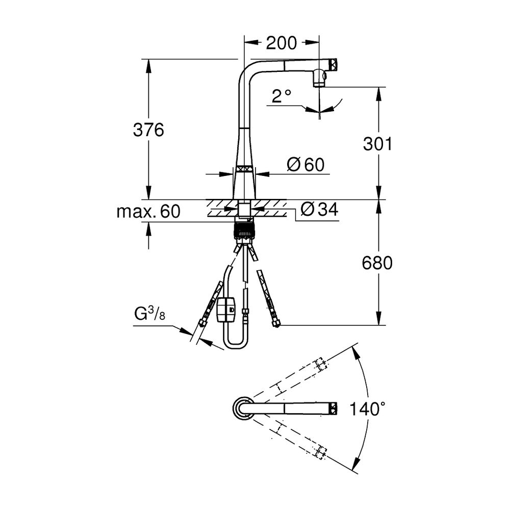 Grohe Spültischbatterie Zedra SmartControl Dual Spülbrause, Supersteel... GROHE-31886DC0 4005176745737 (Abb. 8)