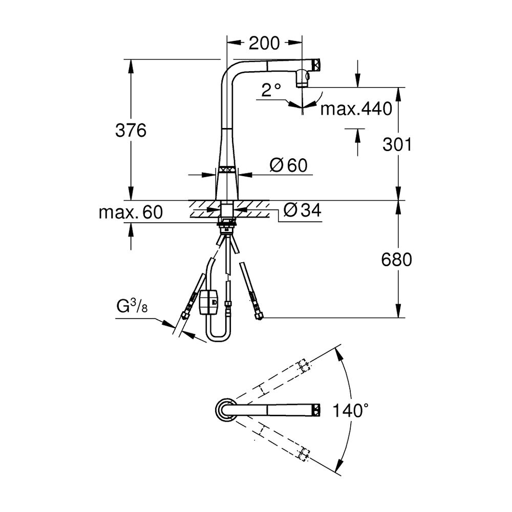 Grohe Spültischbatterie Zedra SmartControl Dual Spülbrause, Supersteel... GROHE-31886DC0 4005176745737 (Abb. 7)