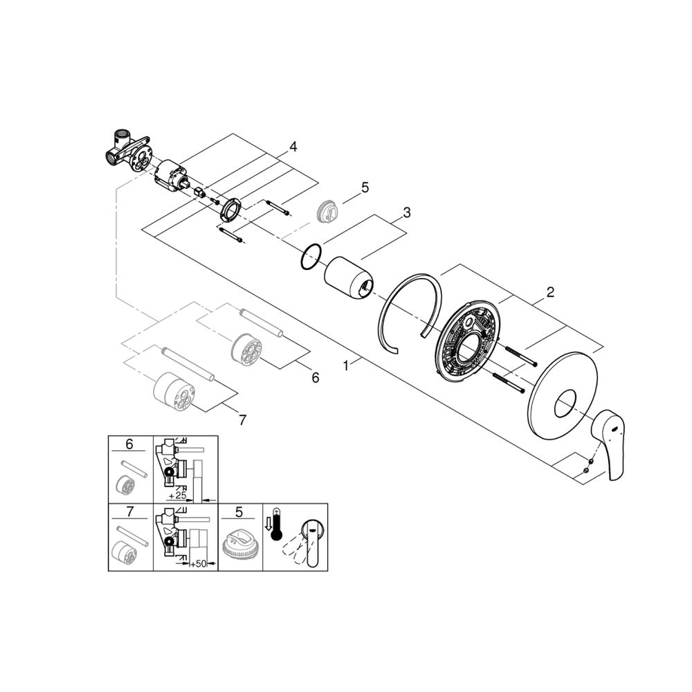 Grohe Start Einhand-Brausebatterie, 1/2", Unterputz, QuickFix, Chrom, 32590002... GROHE-32590002 4005176624247 (Abb. 3)