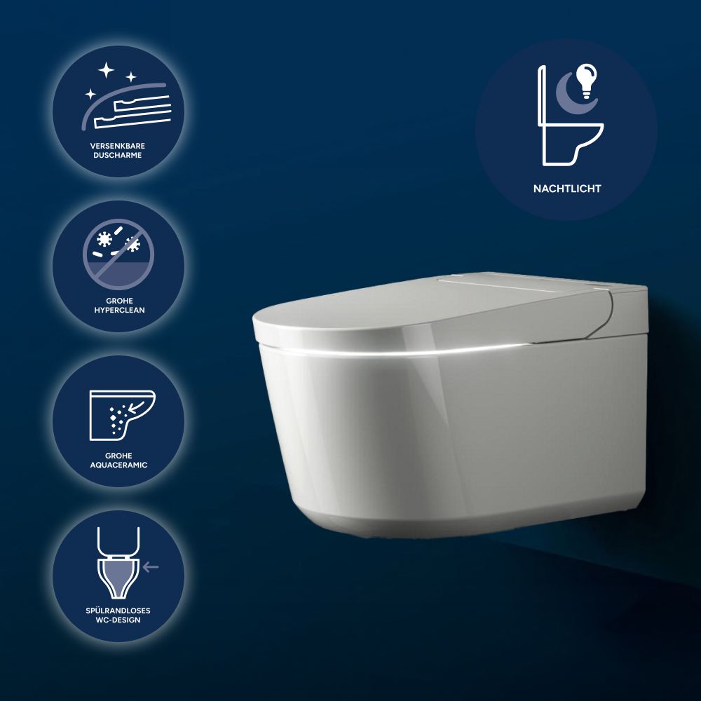 Grohe Sensia Pro Dusch-WC, Komplettanlage, für Unterputzspülkästen, Wandmontage, antiba... GROHE-36508SH0 4005176797101 (Abb. 3)