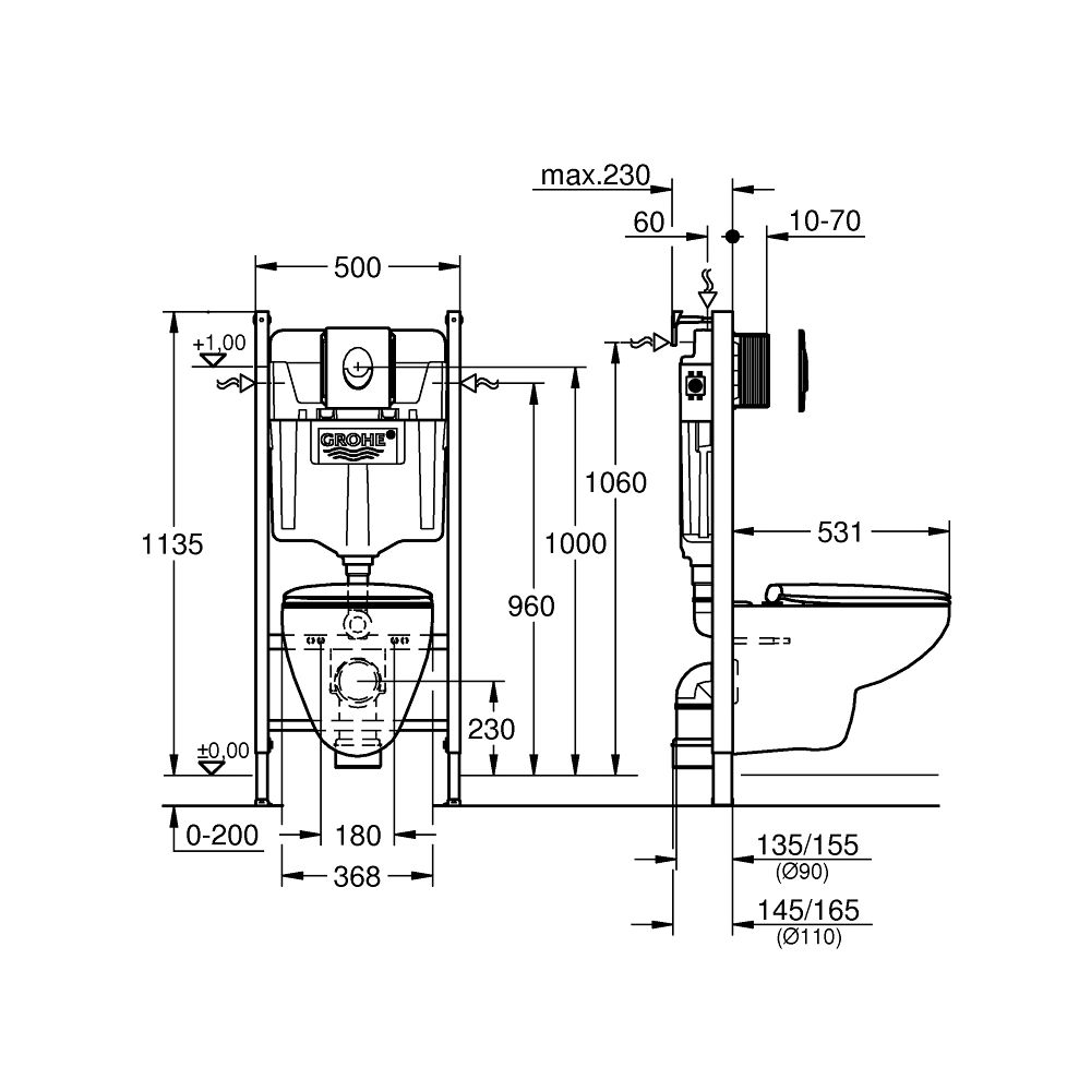 Grohe Solido 5-in-1 Set mit Bau Keramik für WC 1,13m Bauhöhe, QuickFix, Chrom/Alpinweiß... GROHE-39888000 4005176714160 (Abb. 6)