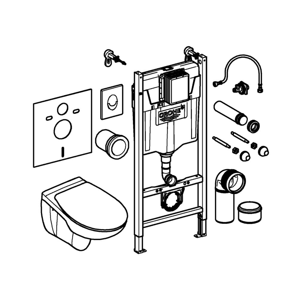 Grohe Solido 5-in-1 Set mit Bau Keramik für WC 1,13m Bauhöhe, QuickFix, Chrom/Alpinweiß... GROHE-39888000 4005176714160 (Abb. 5)