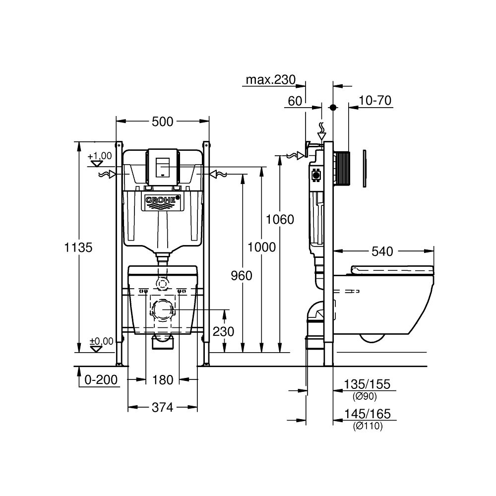 Grohe Solido 6-in-1 Set mit Euro Keramik für WC 1,13m Bauhöhe mit Fresh, QuickFix, Chro... GROHE-39889000 4005176714177 (Abb. 6)