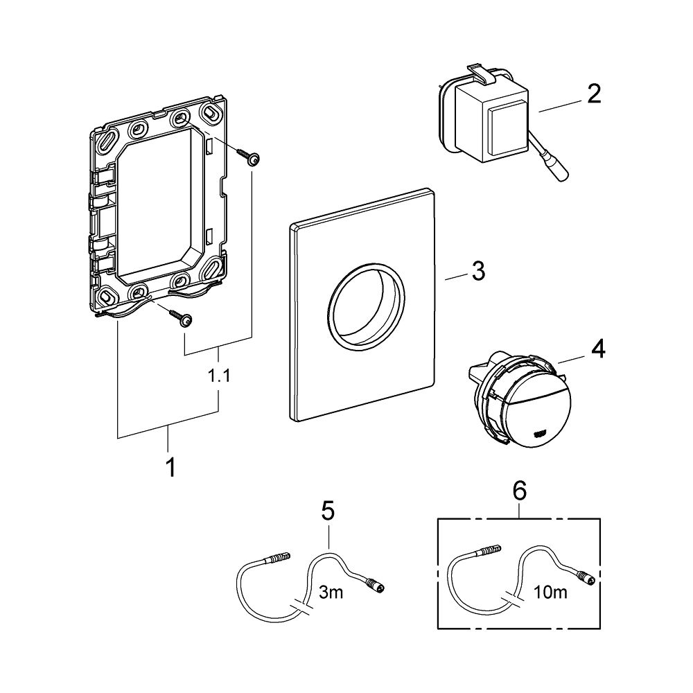 Grohe Nova C Light WC-Betätigung Chrom für 2-Mengen, Start/Stopp-Betätigung, mit LED, ... GROHE-39972000 4005176759550 (Abb. 12)