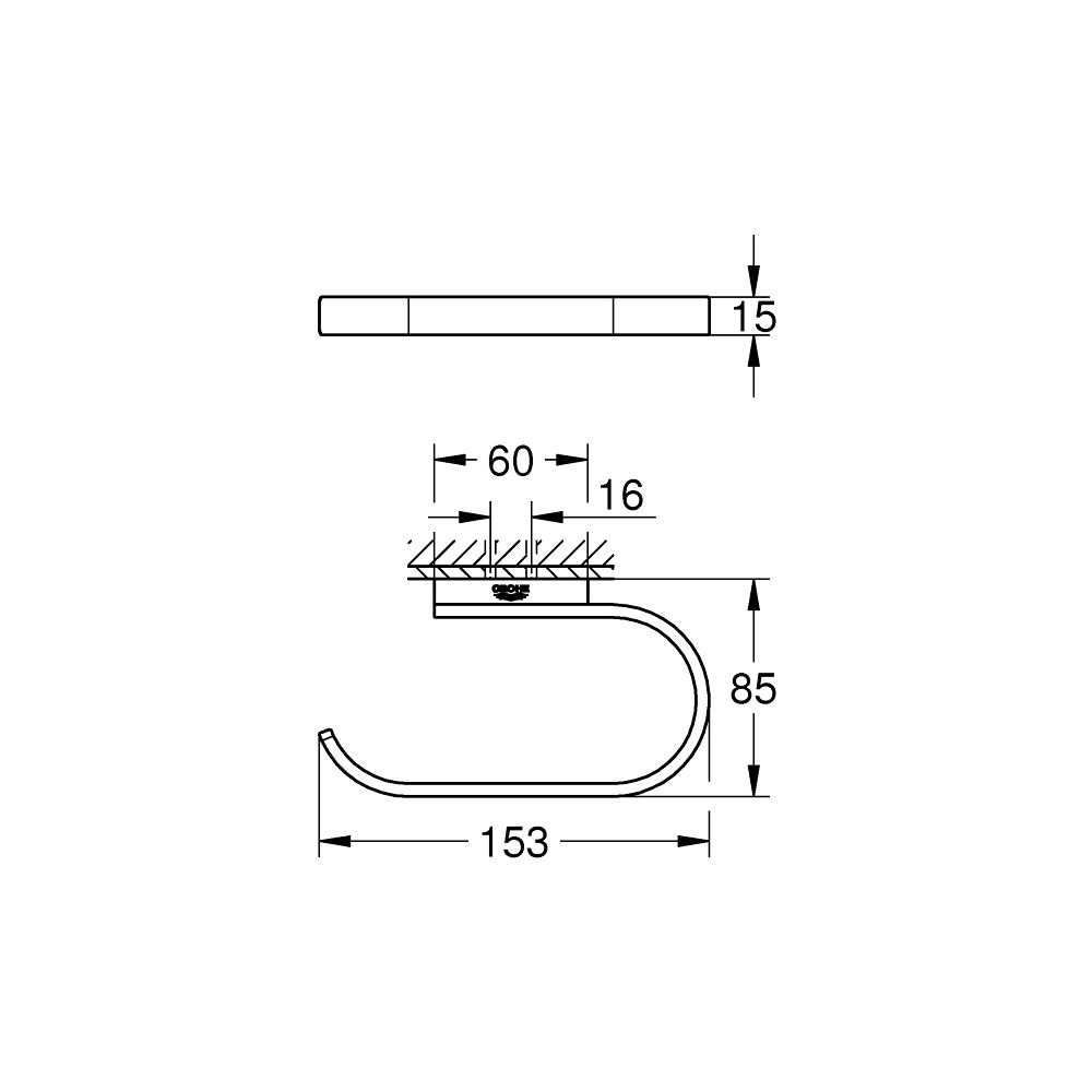 Grohe Selection WC-Papierhalter, Toilettenpapierhalter, ohne Deckel, Phantom Black, Wan... GROHE-41220KF0 4005176782480 (Abb. 3)