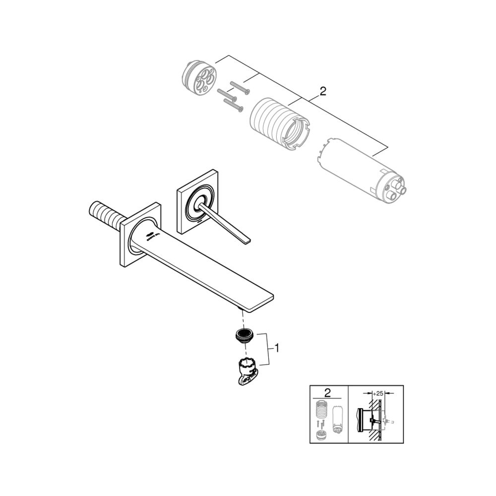 Grohe Allure 2-Loch-Waschtischbatterie cool sunrise gebürstet 19386GN2... GROHE-19386GN2 4005176512810 (Abb. 2)