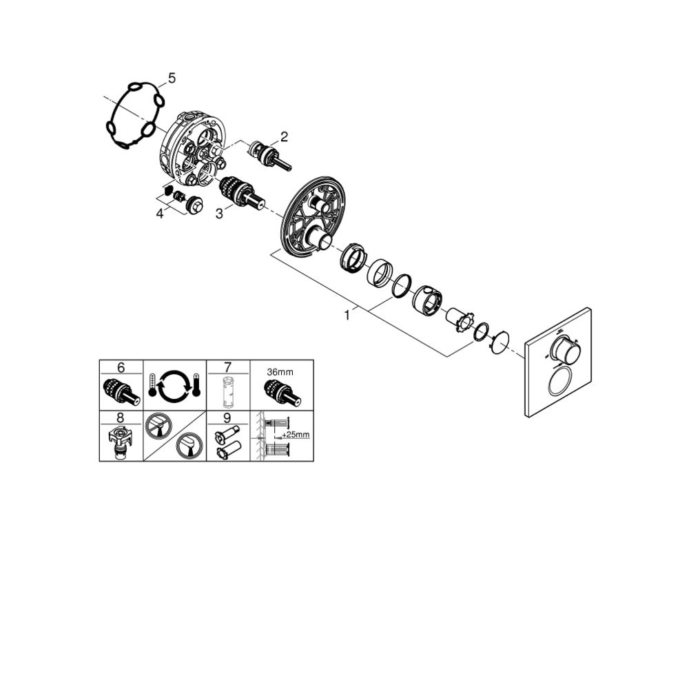 Grohe Allure Thermostat-Wannenbatterie mit integrierter 2-Wege-Umstellung warm sunset g... GROHE-19446DL2 4005176512674 (Abb. 7)