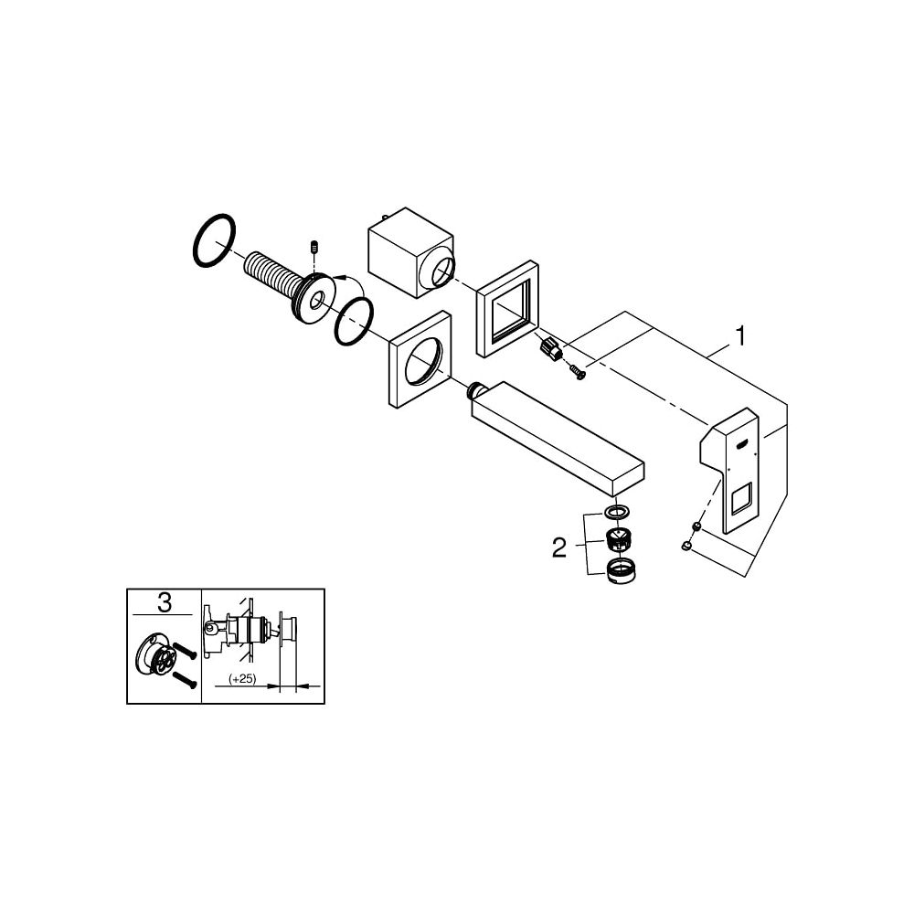 Grohe Eurocube 2-Loch-Waschtischbatterie supersteel 19895DC0... GROHE-19895DC0 4005176525018 (Abb. 7)