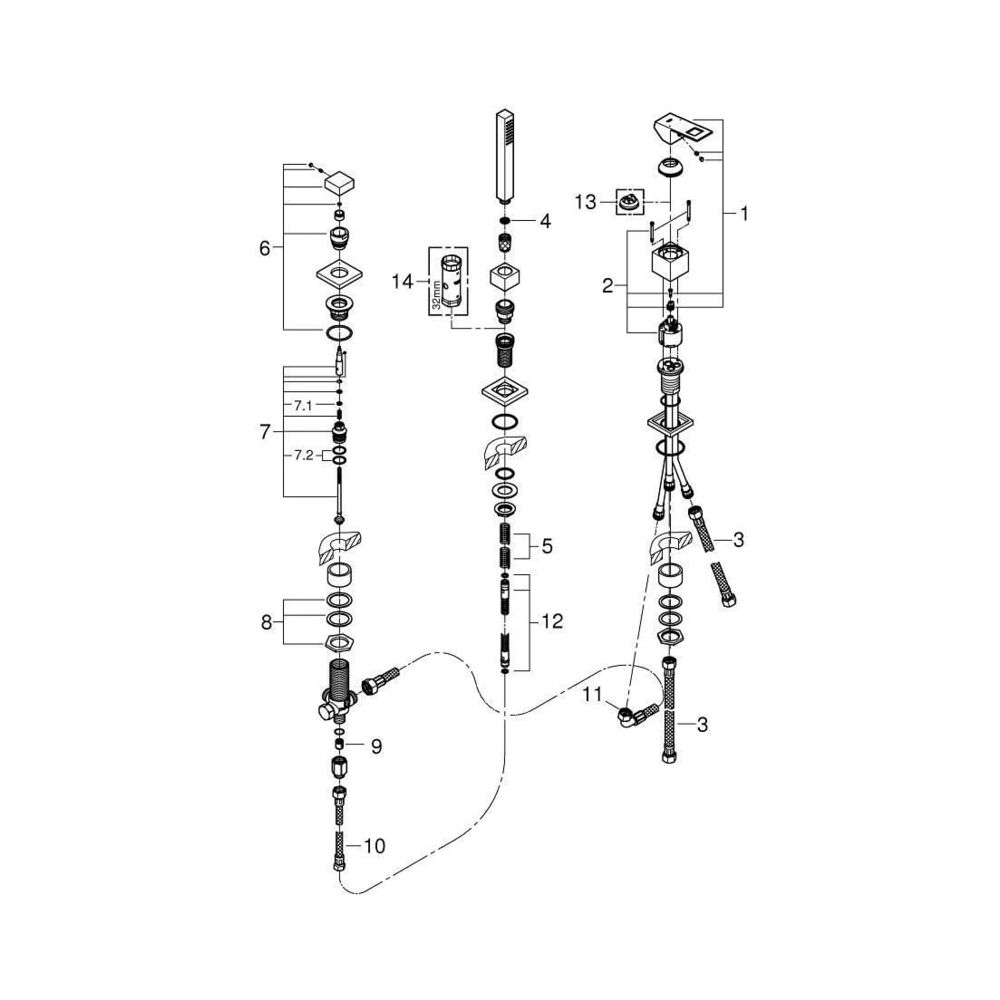 Grohe Eurocube 3-Loch Einhand-Wannenkombination chrom 19966000... GROHE-19966000 4005176986864 (Abb. 8)