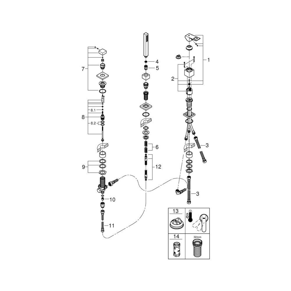 Grohe Eurocube 3-Loch Einhand-Wannenkombination chrom 19966000... GROHE-19966000 4005176986864 (Abb. 2)