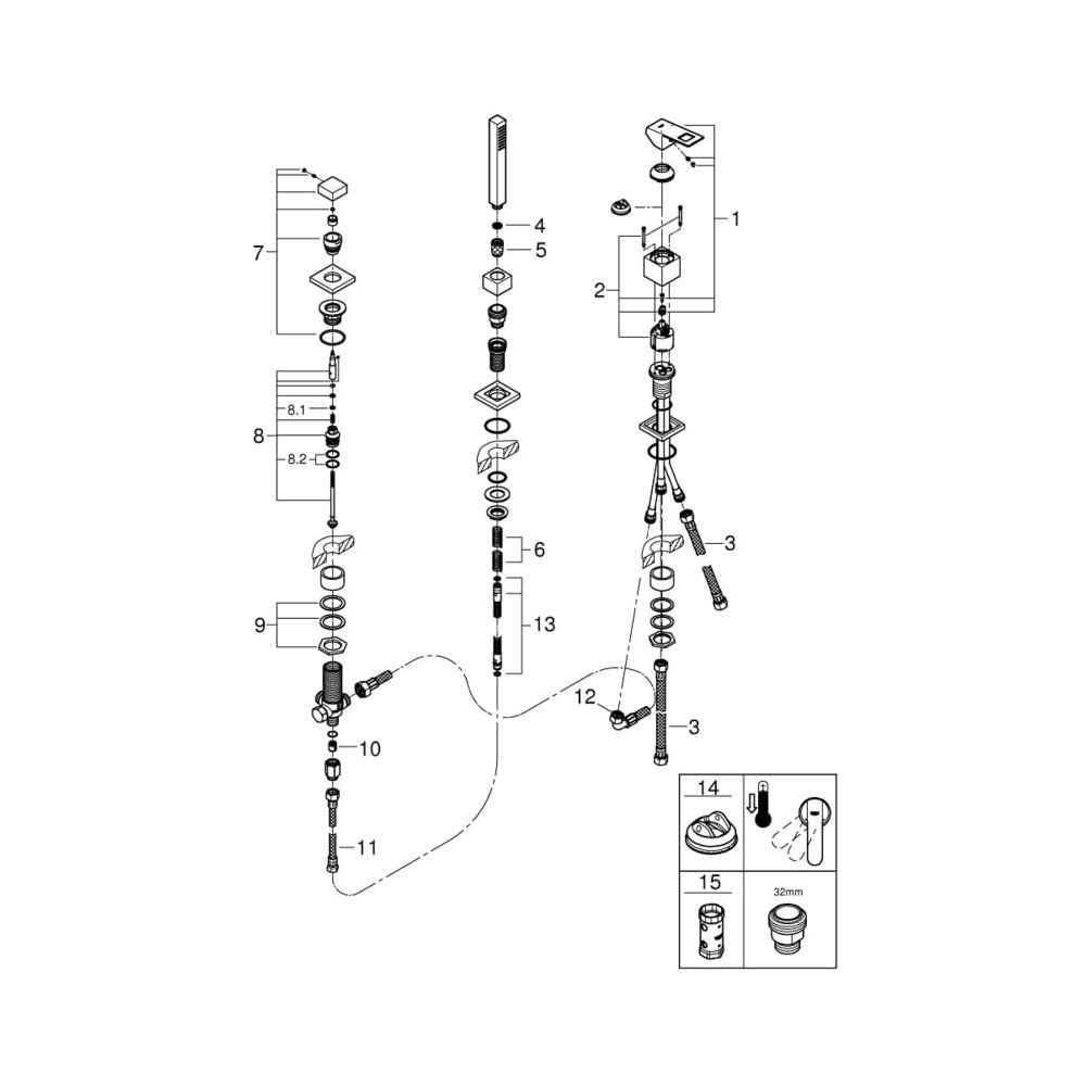 Grohe Eurocube 3-Loch Einhand-Wannenkombination chrom 19966000... GROHE-19966000 4005176986864 (Abb. 7)