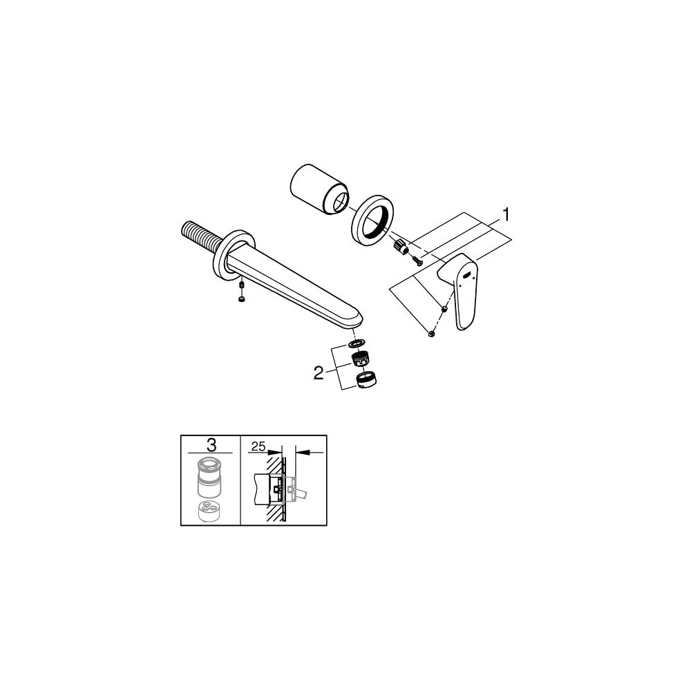 Grohe Eurodisc Cosmopolitan 2-Loch-Waschtischbatterie chrom 19974002 Wandmontage... GROHE-19974002 4005176305948 (Abb. 5)