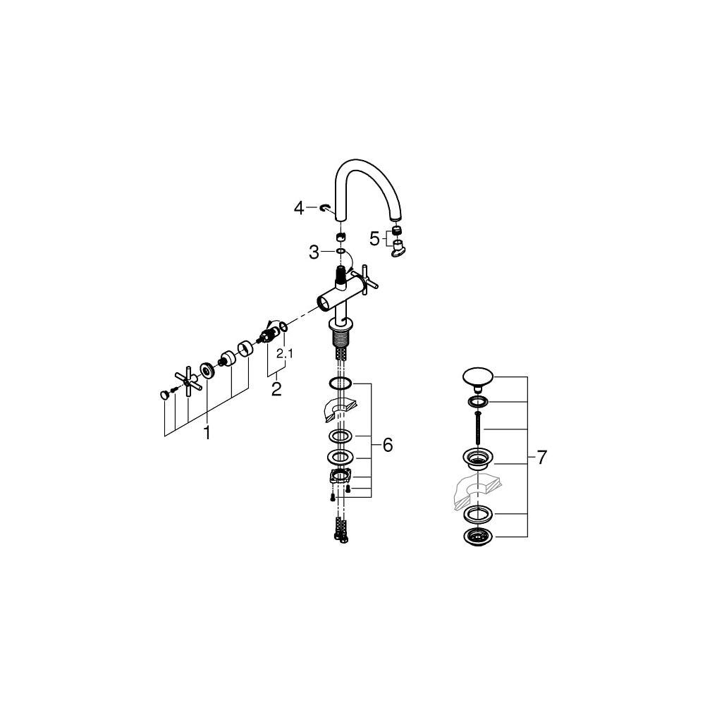 Grohe Atrio Waschtisch-Einlochbatterie 1/2" L-Size supersteel 21019DC3... GROHE-21019DC3 4005176455230 (Abb. 5)