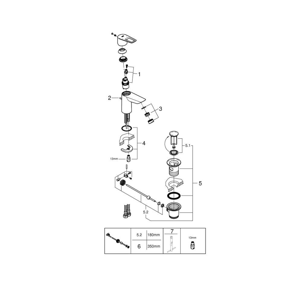 Grohe BauLoop Einhand-Waschtischbatterie 1/2" S-Size chrom 23335001... GROHE-23335001 4005176529566 (Abb. 7)