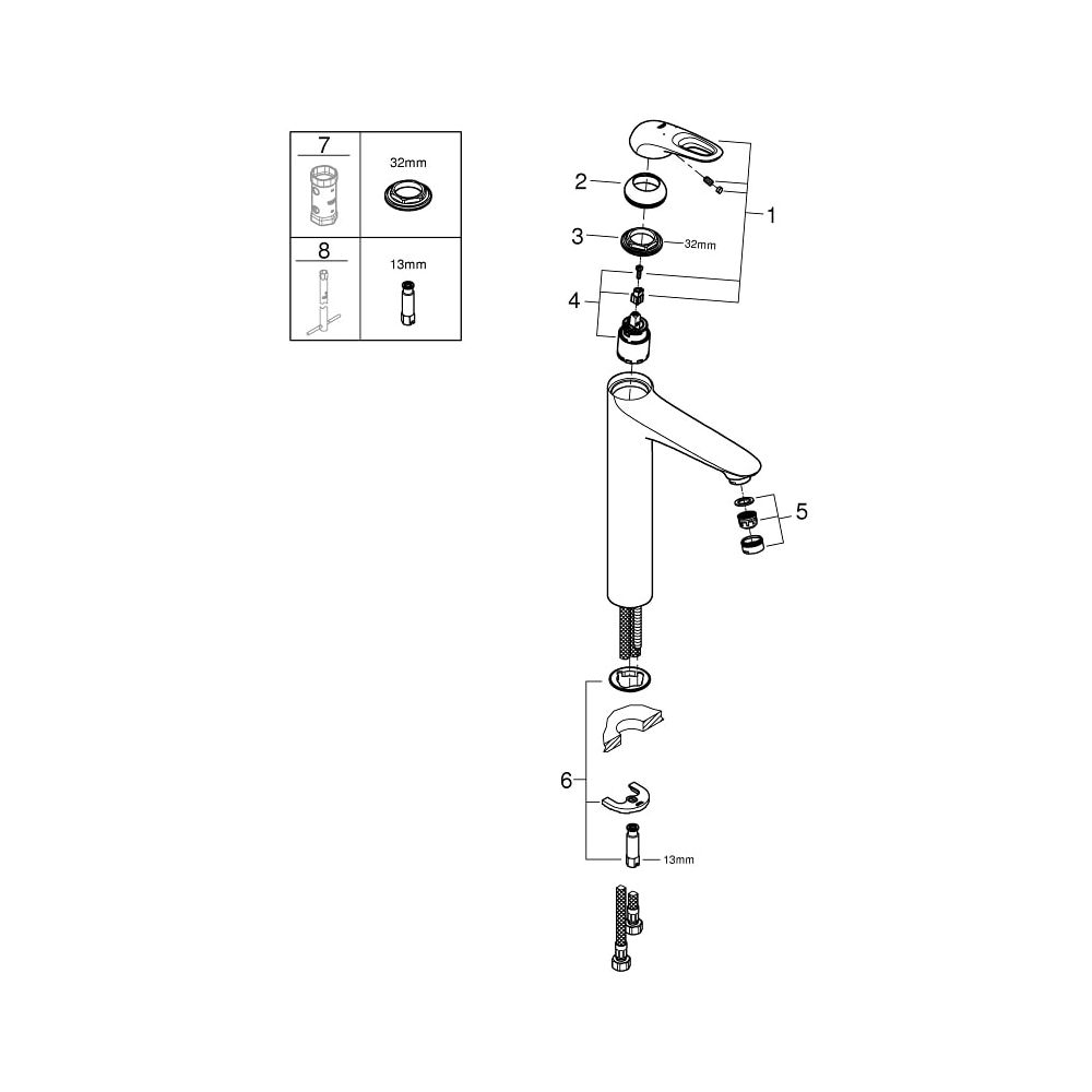 Grohe Eurostyle Einhand-Waschtischbatterie 1/2" XL-Size moon white / chrom 23570LS3... GROHE-23570LS3 4005176334474 (Abb. 4)