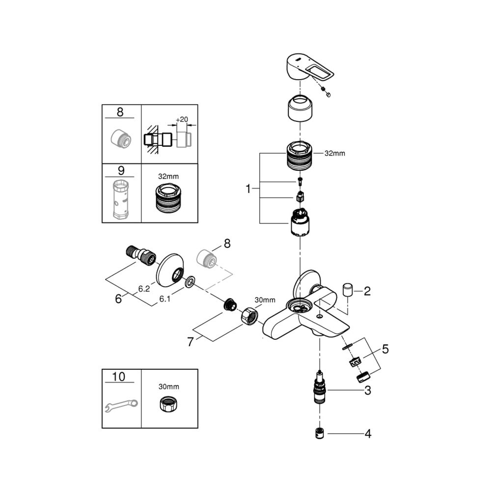 Grohe BauLoop Einhand-Wannenbatterie 1/2" chrom 23602001... GROHE-23602001 4005176556029 (Abb. 7)