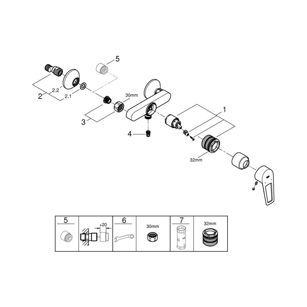 Grohe BauLoop Einhand-Brausebatterie 1/2" chrom 23633001... GROHE-23633001 4005176555923 (Abb. 2)