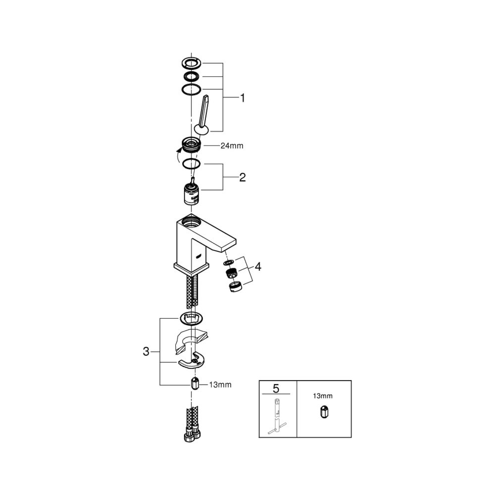 Grohe Eurocube Joy Einhand-Waschtischbatterie 1/2" S-Size chrom 23656000... GROHE-23656000 4005176342103 (Abb. 4)