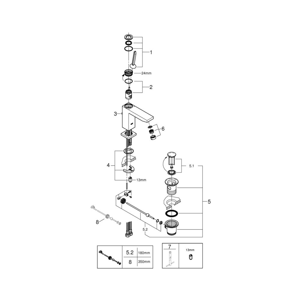 Grohe Eurocube Joy Einhand-Waschtischbatterie 1/2" M-Size chrom 23657000... GROHE-23657000 4005176342110 (Abb. 7)