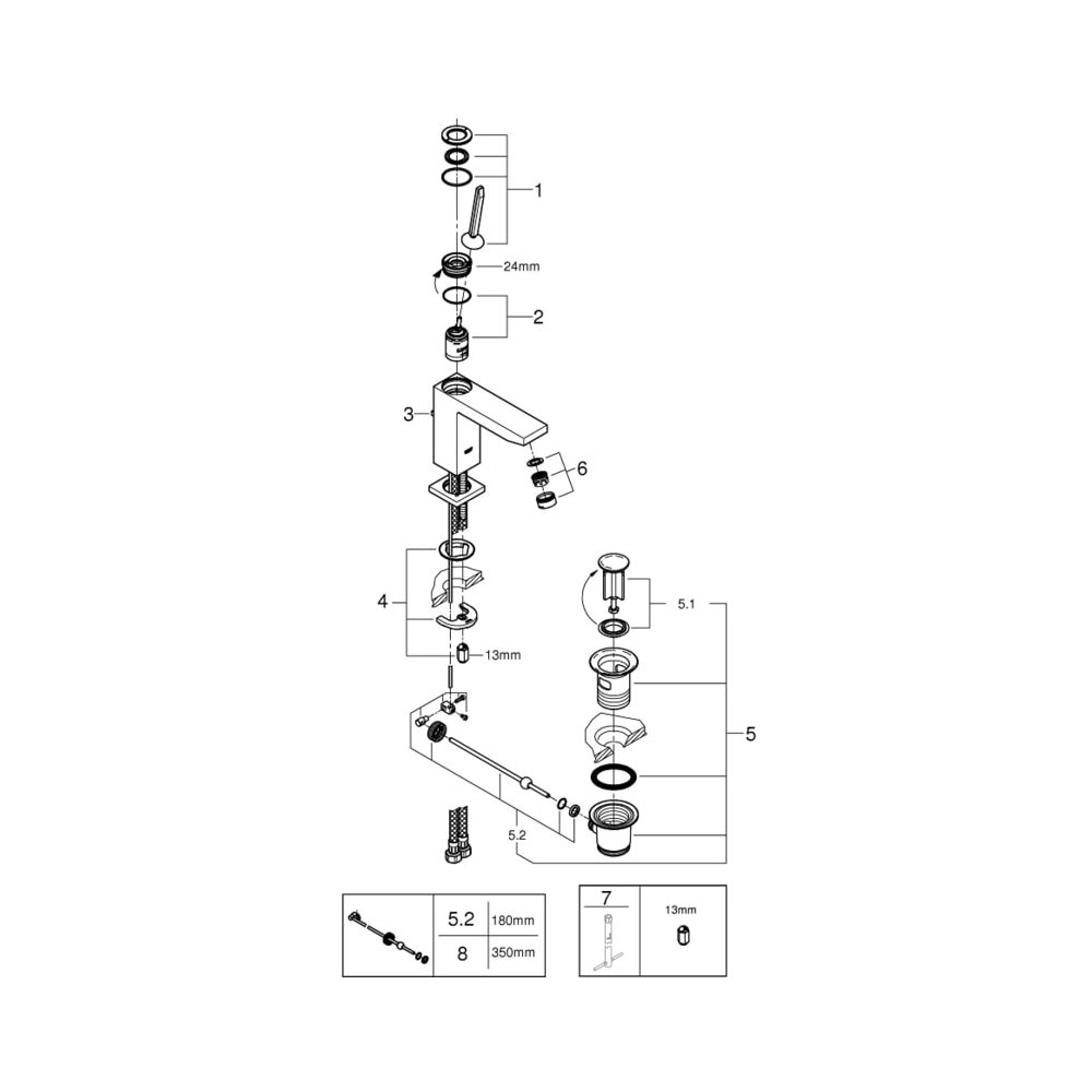 Grohe Eurocube Joy Einhand-Waschtischbatterie 1/2" M-Size chrom 23657000... GROHE-23657000 4005176342110 (Abb. 6)