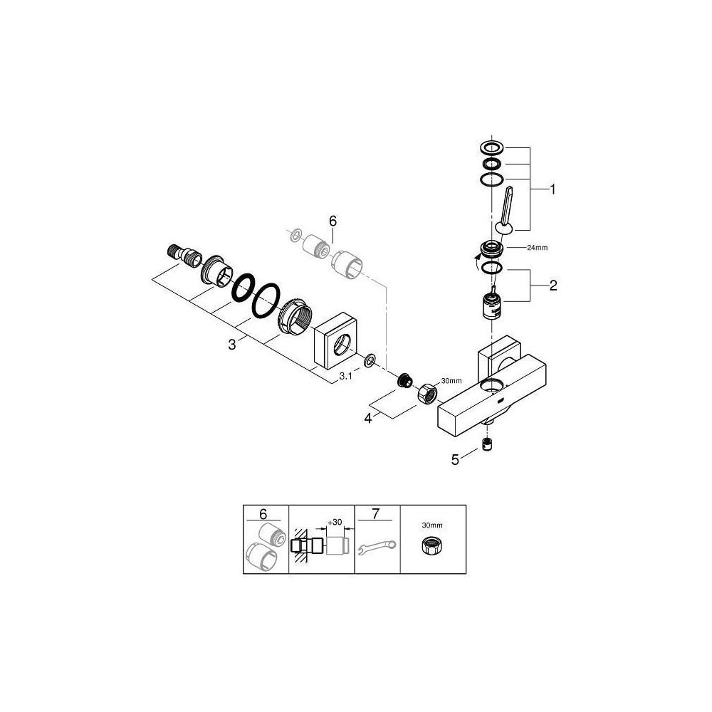 Grohe Eurocube Joy Einhand-Brausebatterie 1/2" chrom 23665000... GROHE-23665000 4005176342219 (Abb. 6)