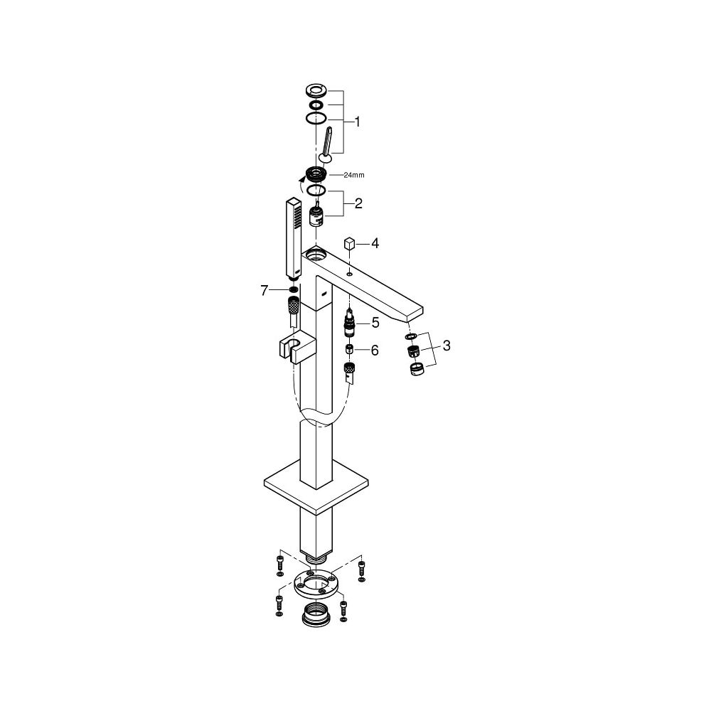 Grohe Eurocube Joy Einhand-Wannenbatterie 1/2" Bodenmontage chrom 23667001... GROHE-23667001 4005176429019 (Abb. 6)