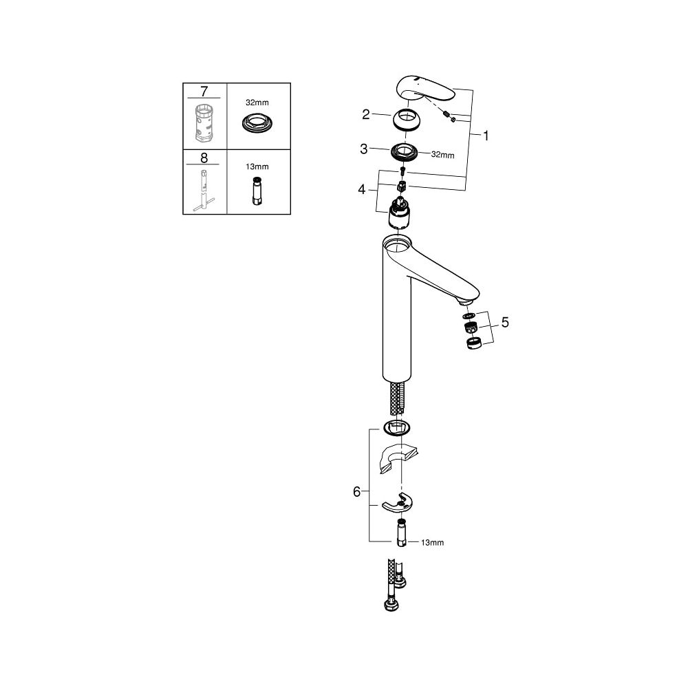 Grohe Eurostyle Einhand-Waschtischbatterie 1/2" XL-Size chrom 23719003... GROHE-23719003 4005176365119 (Abb. 6)