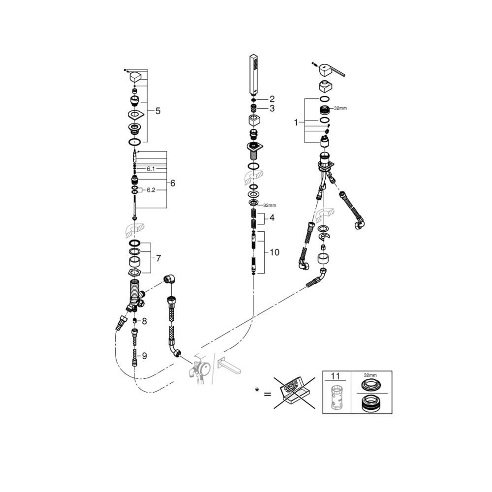 Grohe Plus 3-Loch Einhand-Wannenkombination 23845003... GROHE-23845003 4005176496677 (Abb. 6)