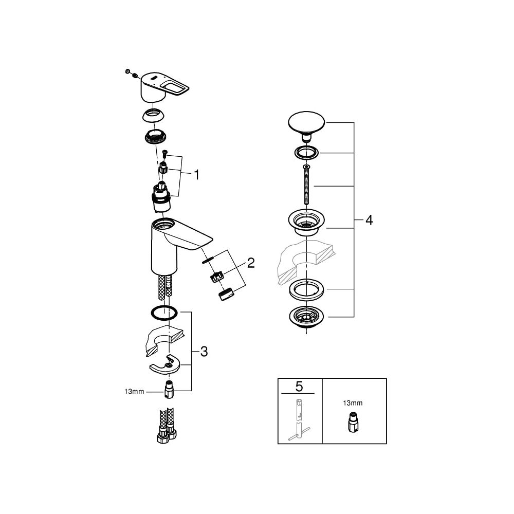 Grohe BauLoop Einhand-Waschtischbatterie 1/2" S-Size chrom 23878001... GROHE-23878001 4005176554032 (Abb. 6)