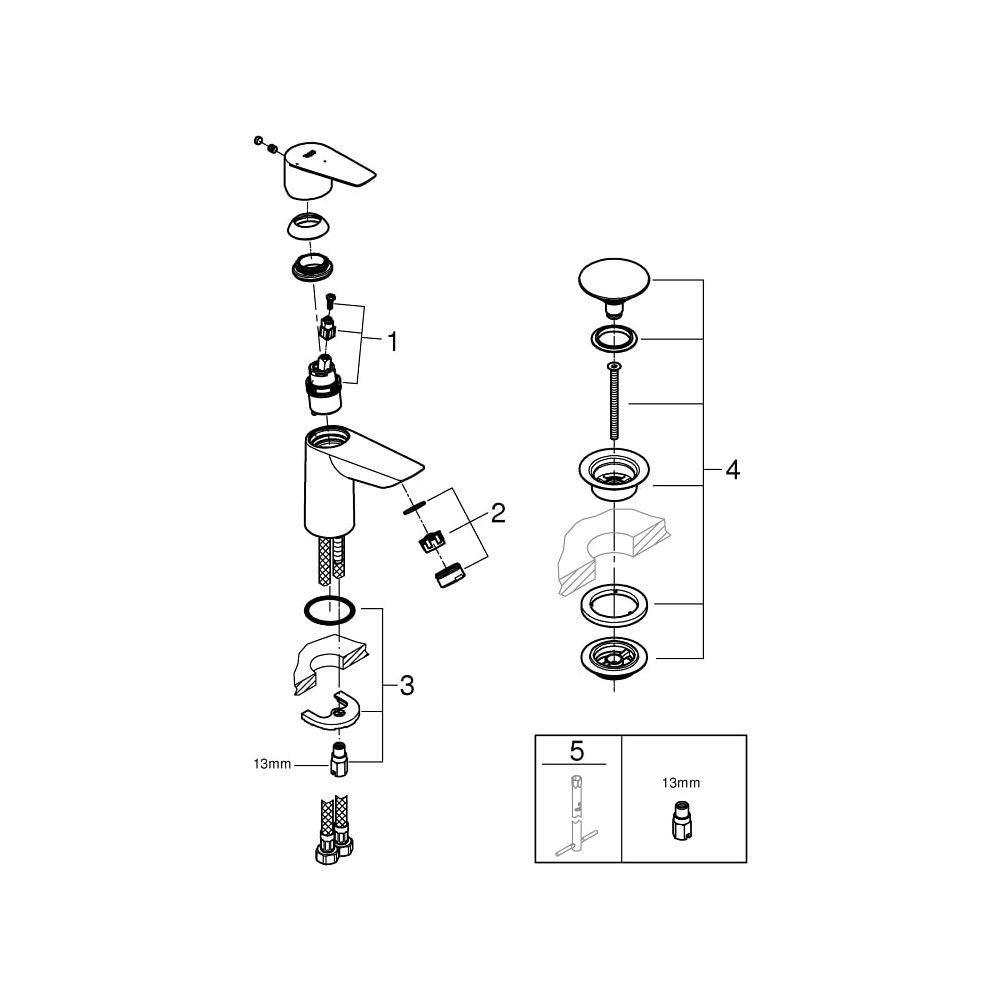 Grohe BauEdge Einhand-Waschtischbatterie 1/2" S-Size chrom 23899001... GROHE-23899001 4005176555022 (Abb. 3)