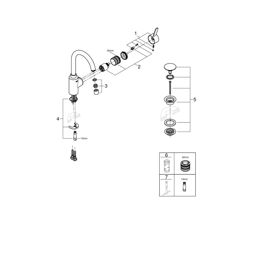 Grohe Eurosmart Cosmopolitan Einhand-Waschtischbatterie 1/2" L-Size chrom 23933001... GROHE-23933001 4005176584039 (Abb. 4)