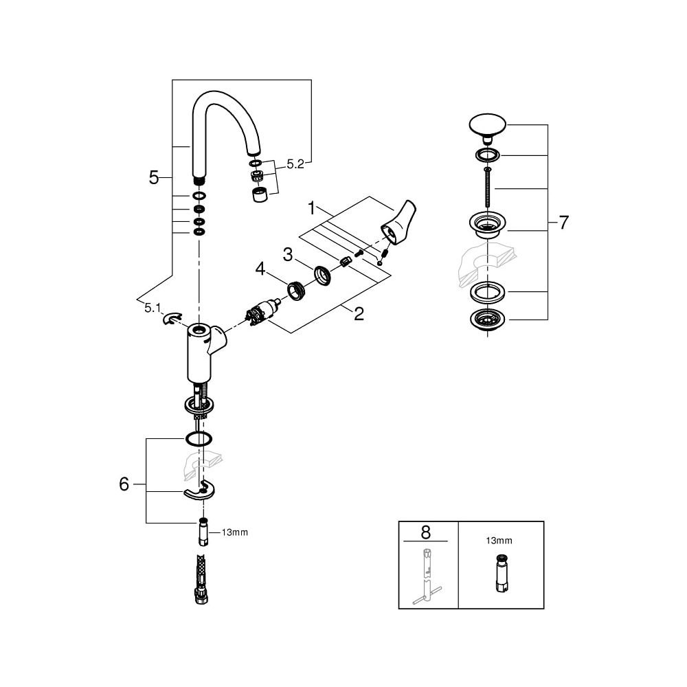 Grohe Eurosmart Einhand-Waschtischbatterie 1/2" L-Size chrom 23970003... GROHE-23970003 4005176613418 (Abb. 2)