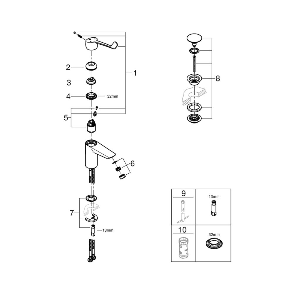 Grohe Eurosmart Einhand-Waschtischbatterie 1/2" S-Size chrom 23982003... GROHE-23982003 4005176644245 (Abb. 2)