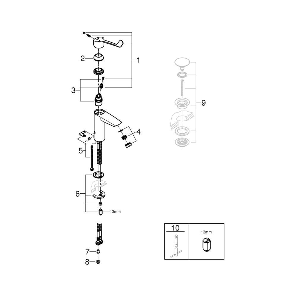 Grohe Eurosmart Einhand-Waschtischbatterie 1/2" M-Size chrom 23985003... GROHE-23985003 4005176643842 (Abb. 7)