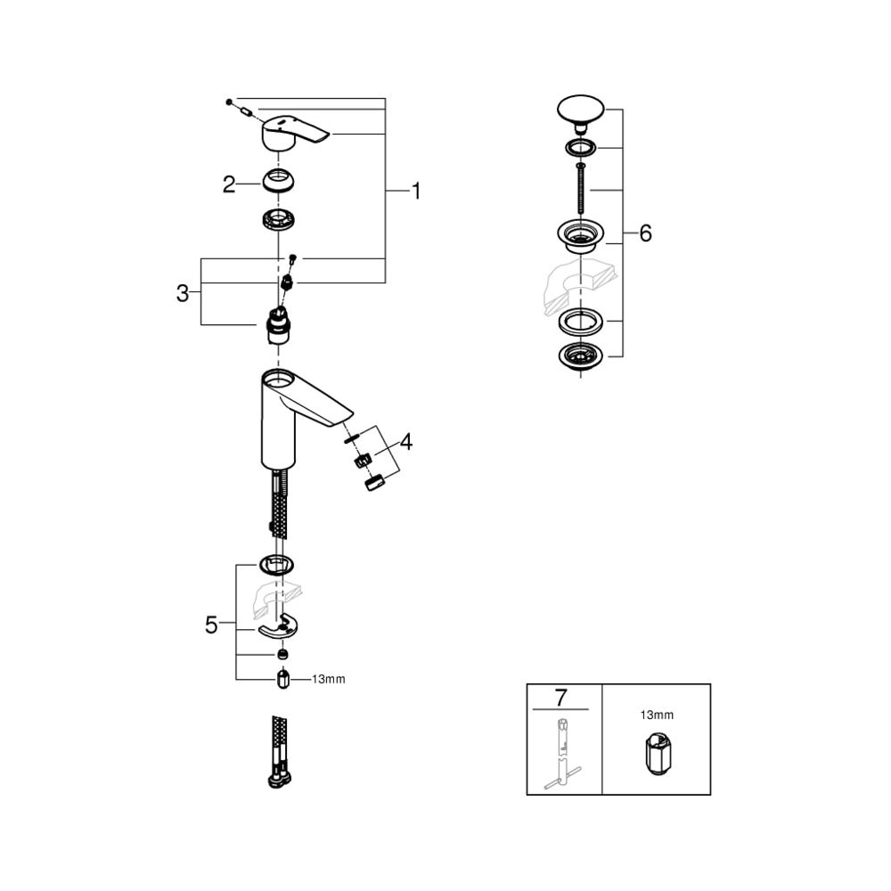 Grohe Eurosmart Einhand-Waschtischbatterie 1/2" M-Size chrom 23989003... GROHE-23989003 4005176644368 (Abb. 3)