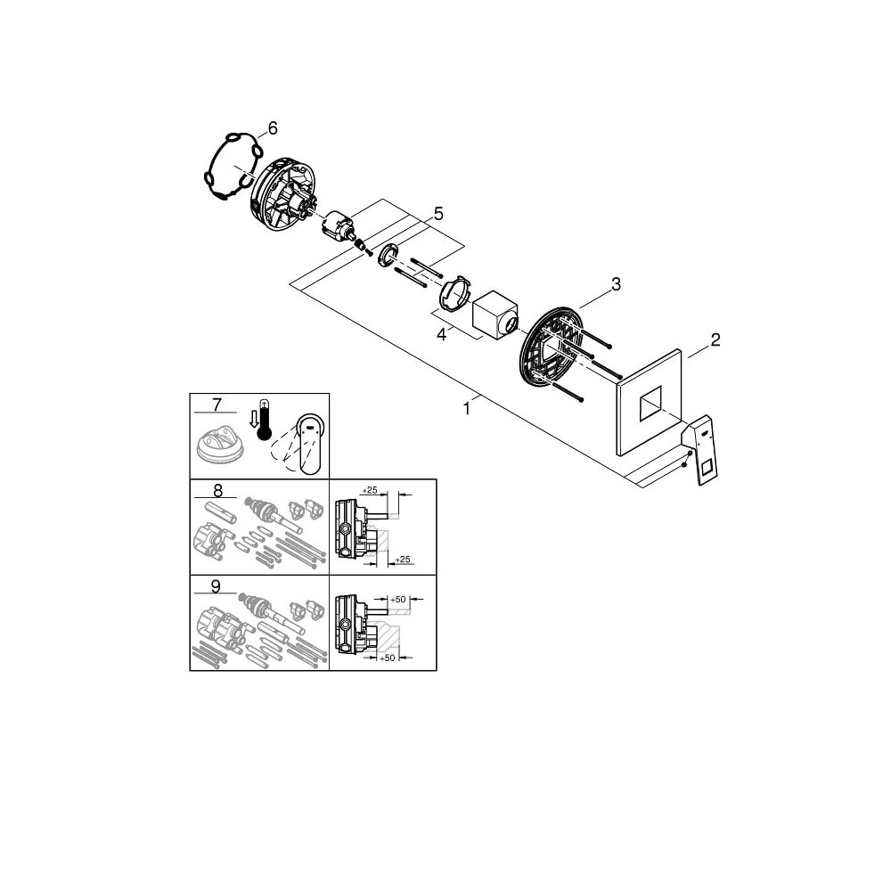 Grohe Eurocube Einhand-Brausebatterie hard graphite gebürstet 24061AL0... GROHE-24061AL0 4005176585586 (Abb. 7)