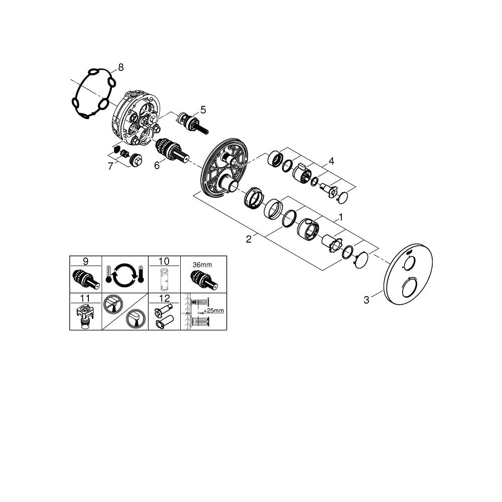 Grohe Grohtherm Thermostat mit 1 Absperrventil chrom 24075000... GROHE-24075000 4005176465987 (Abb. 5)