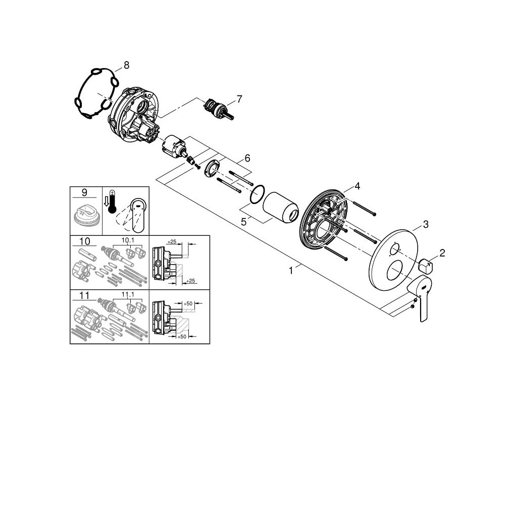 Grohe Lineare Einhandbatterie mit 3-Wege Umstellung hard graphite gebürstet 24095AL1... GROHE-24095AL1 4005176586262 (Abb. 6)