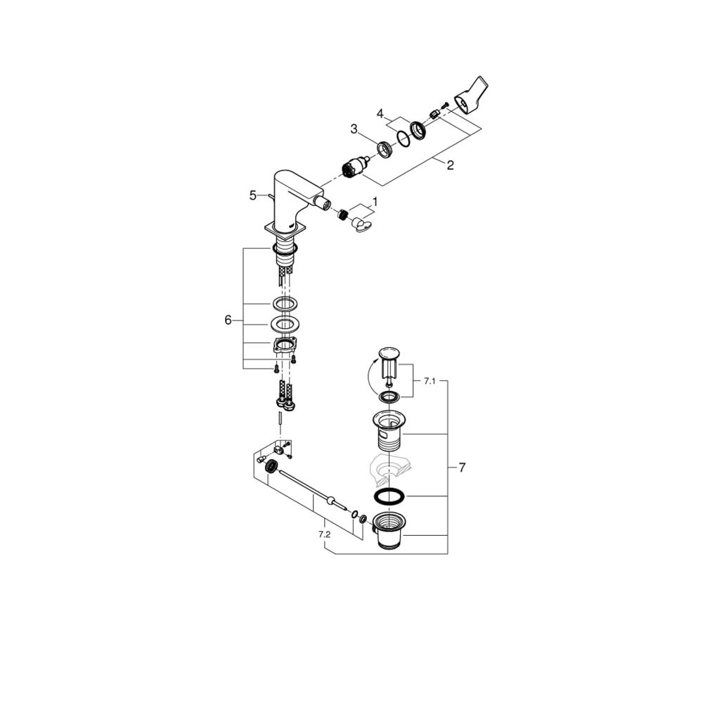 Grohe Allure Einhand-Bidetbatterie 1/2" hard graphite 24160A01... GROHE-24160A01 4005176598708 (Abb. 3)