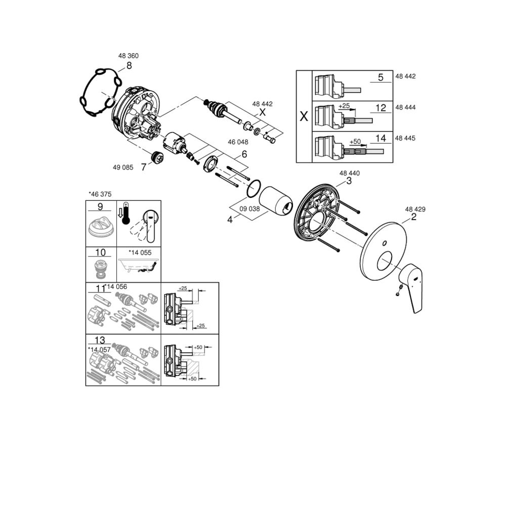 Grohe BauEdge Einhand-Wannenbatterie chrom 24162001... GROHE-24162001 4005176608810 (Abb. 7)