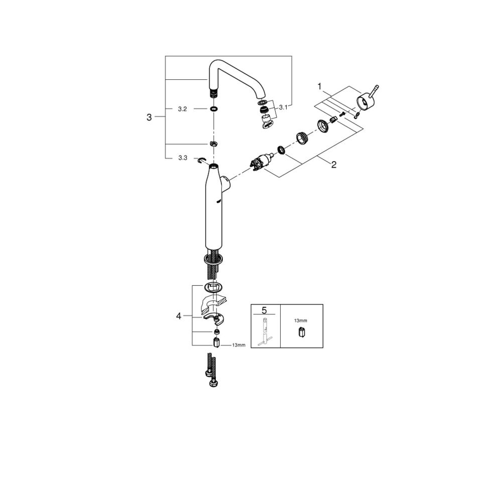 Grohe Essence Einhand-Waschtischbatterie 1/2" XL-Size hard graphite gebürstet 24170AL1... GROHE-24170AL1 4005176711626 (Abb. 5)