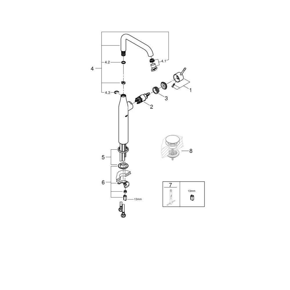 Grohe Essence Einhand-Waschtischbatterie 1/2" XL-Size hard graphite gebürstet 24170AL1... GROHE-24170AL1 4005176711626 (Abb. 4)