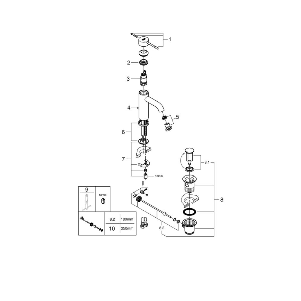 Grohe Essence Einhand-Waschtischbatterie 1/2" S-Size cool sunrise gebürstet 24171GN1... GROHE-24171GN1 4005176712036 (Abb. 4)