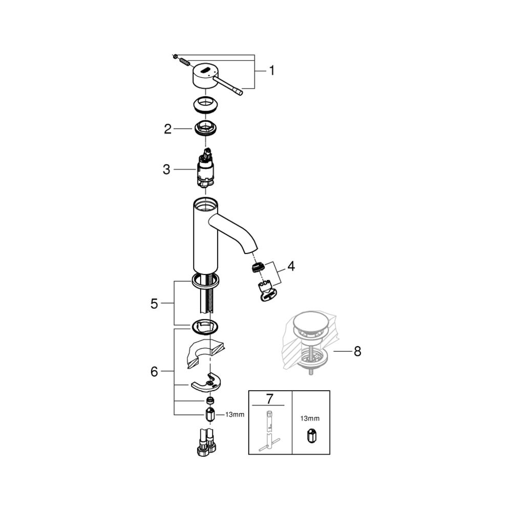 Grohe Essence Einhand-Waschtischbatterie 1/2" S-Size cool sunrise 24172GL1... GROHE-24172GL1 4005176712111 (Abb. 4)