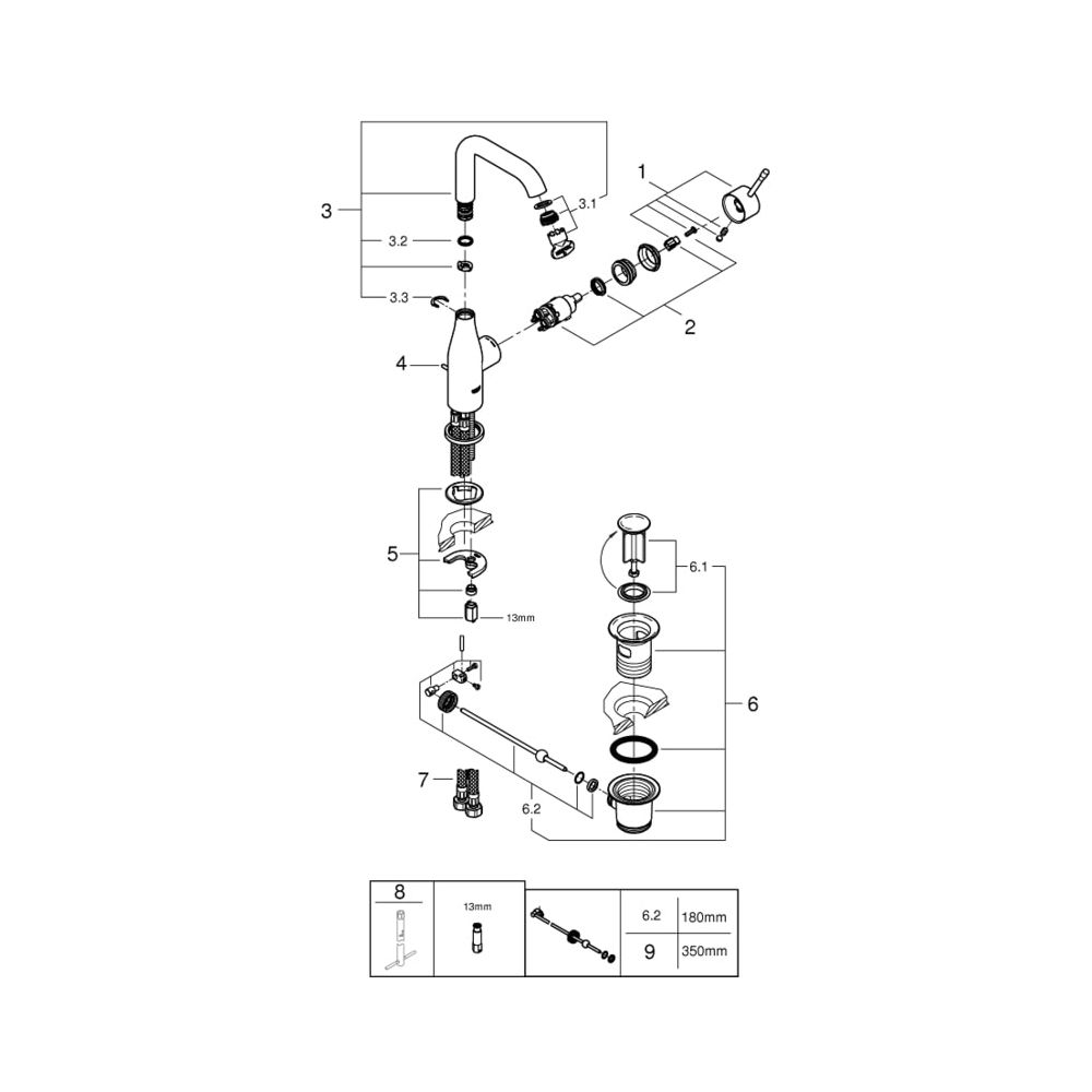 Grohe Essence Einhand-Waschtischbatterie 1/2" L-Size hard graphite gebürstet 24174AL1... GROHE-24174AL1 4005176711534 (Abb. 2)