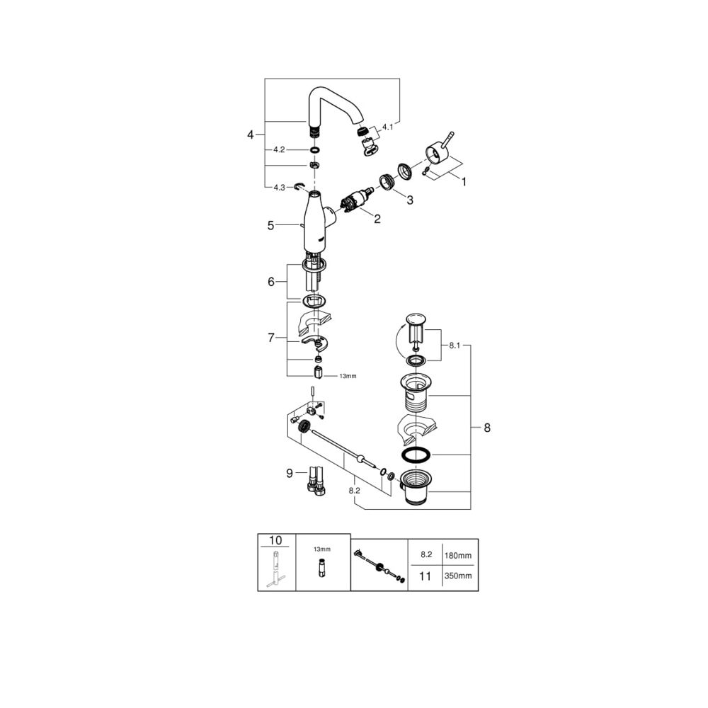 Grohe Essence Einhand-Waschtischbatterie 1/2" L-Size hard graphite gebürstet 24174AL1... GROHE-24174AL1 4005176711534 (Abb. 8)