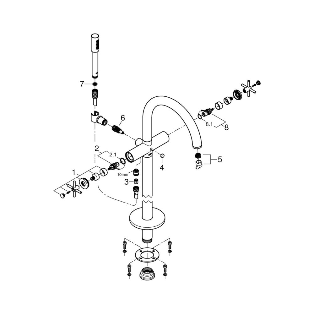 Grohe Atrio Wannenbatterie, Bodenmontage, eigensicher, mit Kreuzgriffen, 1/2", Superste... GROHE-25044DC3 4005176455445 (Abb. 6)