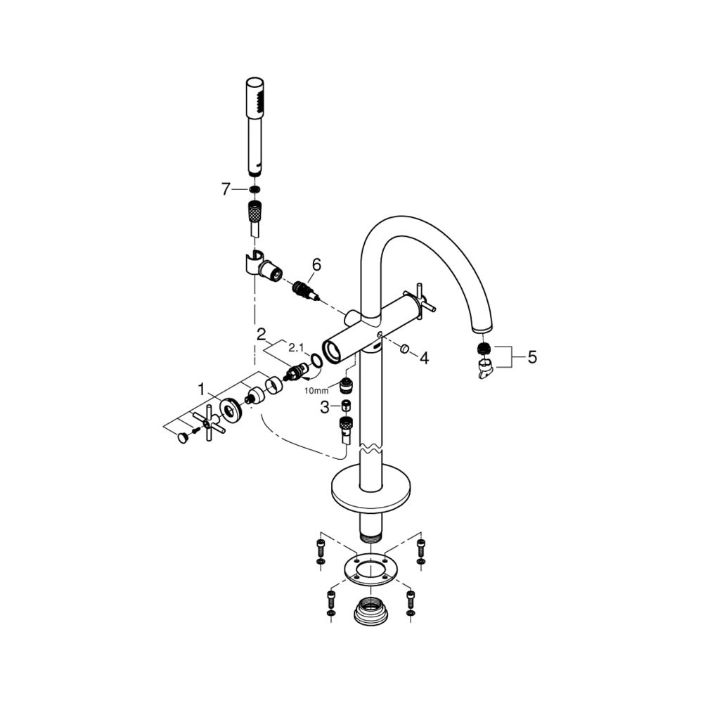 Grohe Atrio Wannenbatterie, Bodenmontage, eigensicher, mit Kreuzgriffen, 1/2", Superste... GROHE-25044DC3 4005176455445 (Abb. 5)