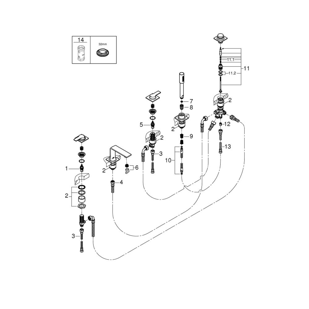 Grohe Allure 5-Loch-Wannen-Kombination chrom 25221001... GROHE-25221001 4005176509438 (Abb. 7)