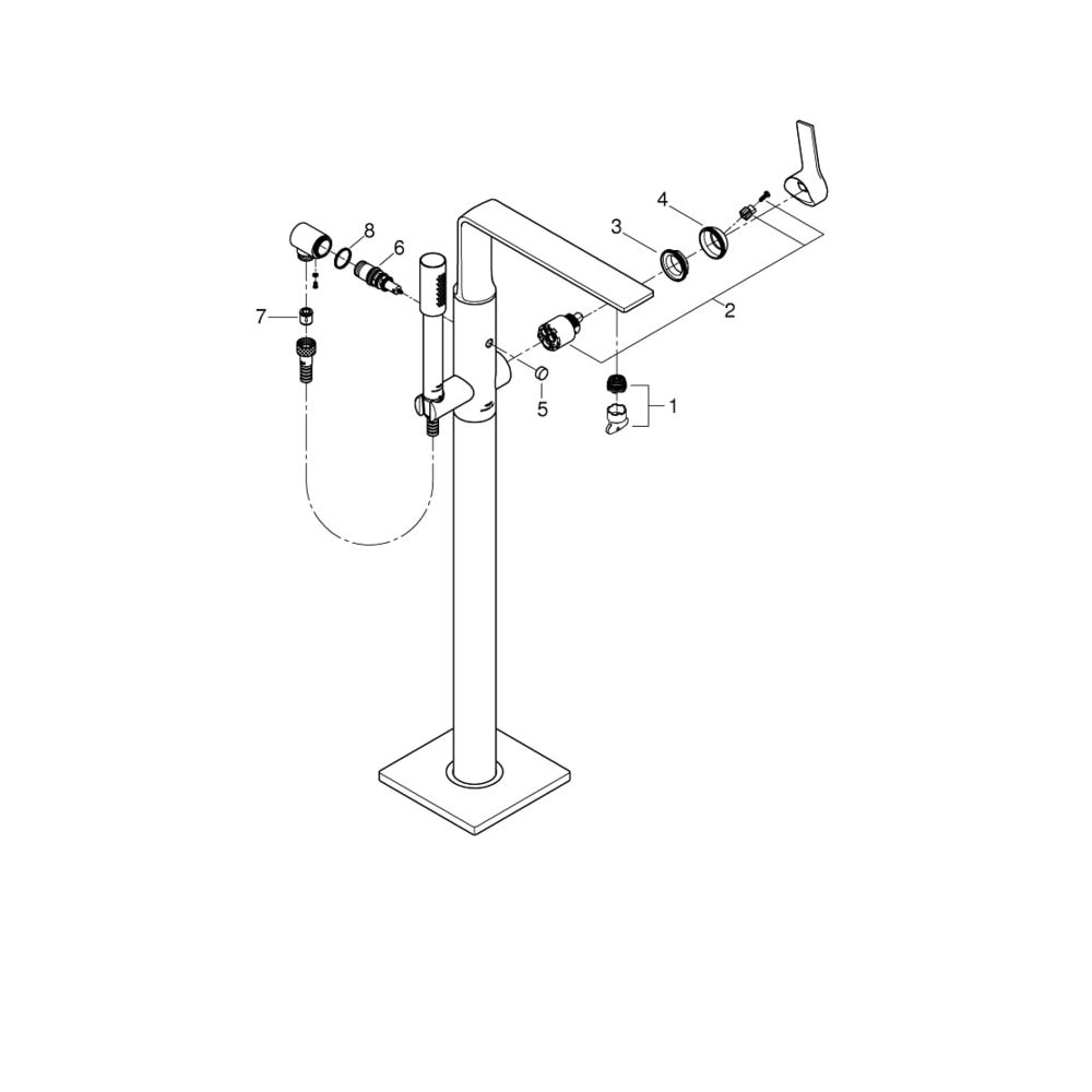 Grohe Allure Einhand-Wannenbatterie 1/2" Bodenmontage chrom 25222001... GROHE-25222001 4005176509230 (Abb. 5)